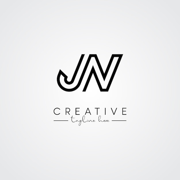 La letra artística única moderna JN NJ logotipo inicial basado en la letra icono logotipo