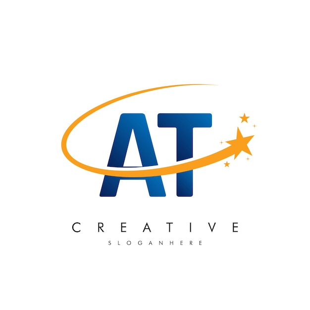 Letra AT o TA Estrella Logotipo e icono Diseño de ilustraciones vectoriales de plantilla