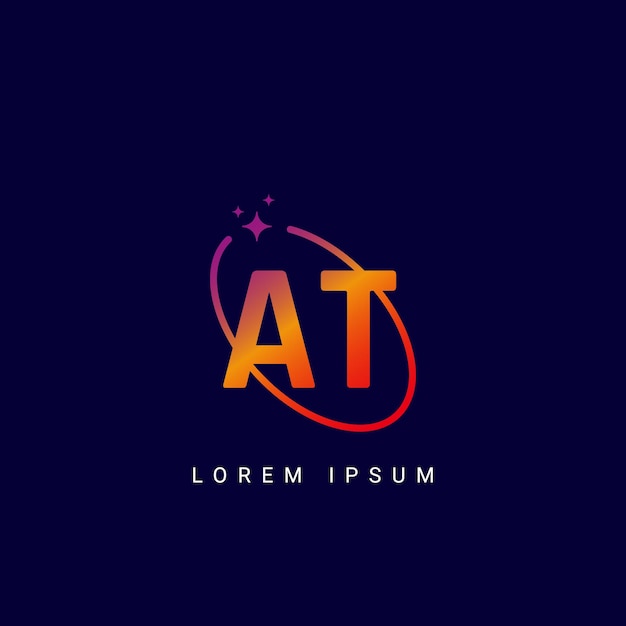 Letra AT TA con el logotipo de la galaxia y el logotipio de la estrella