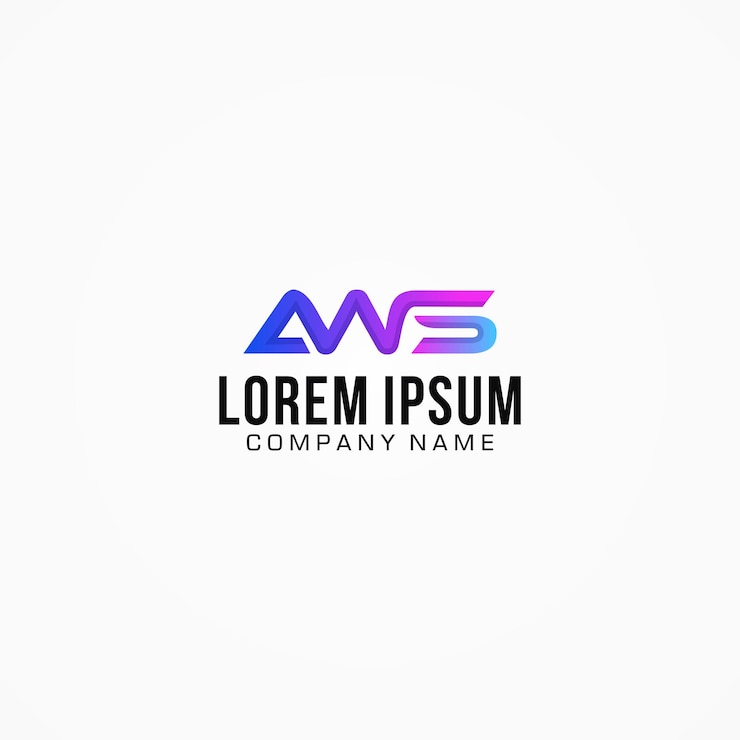 Vector letra aws diseño de logotipo inicial color ilustración completa