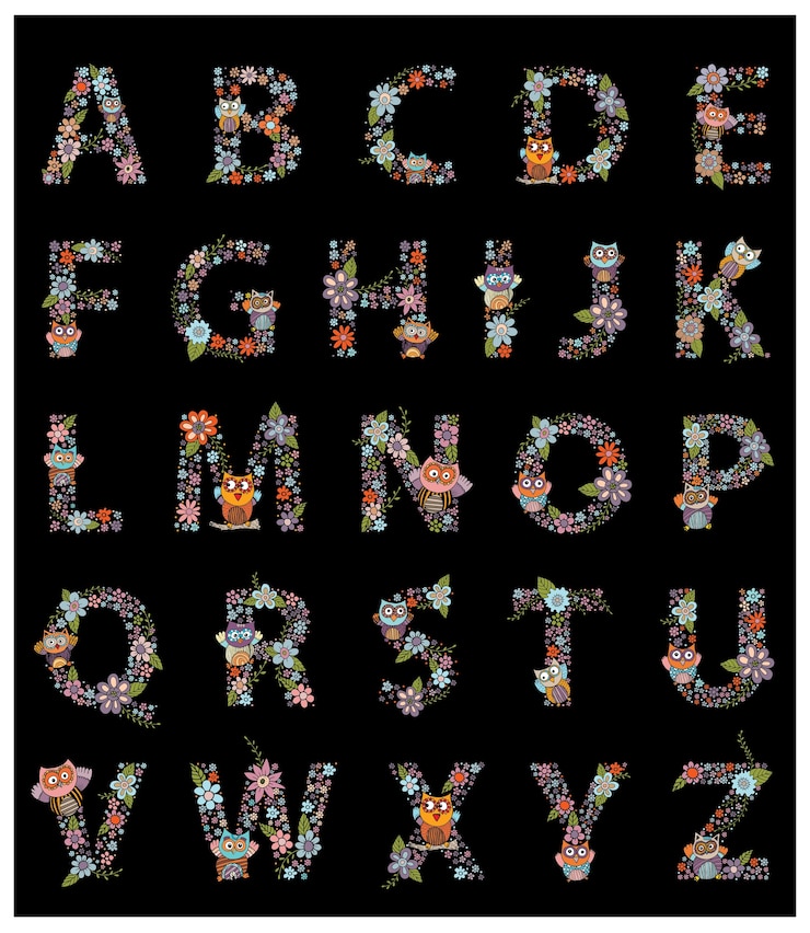 Vector la letra az alphabet owl