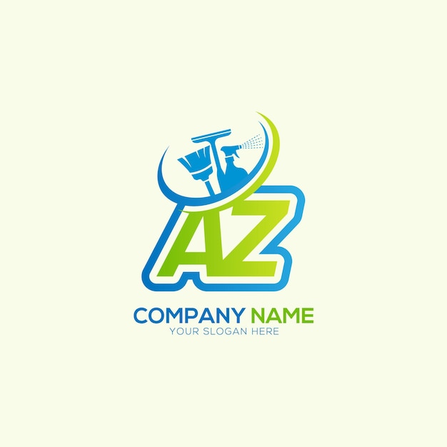 Letra AZ o ZA Vector local del logotipo del servicio de limpieza