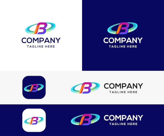 Letra B 3d diseño de logotipo colorido