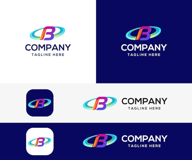 Letra b 3d diseño de logotipo colorido