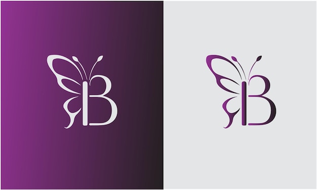 La letra B, concepto del logotipo de la mariposa para el spa de belleza de lujo y el símbolo de la moda