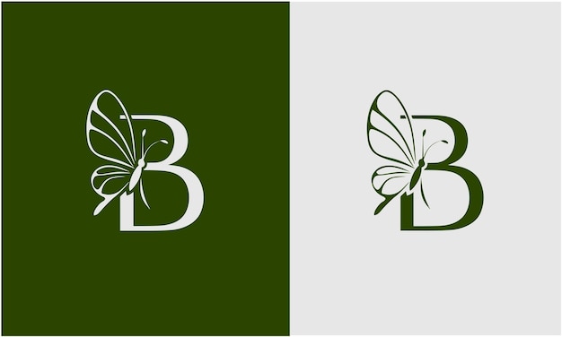 La letra B, concepto del logotipo de la mariposa para el spa de belleza de lujo y el símbolo de la moda