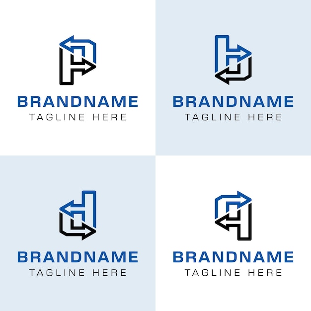 Letra B D P Q Flecha comercial Logotipo que simboliza el crecimiento, el progreso y el movimiento en el comercio