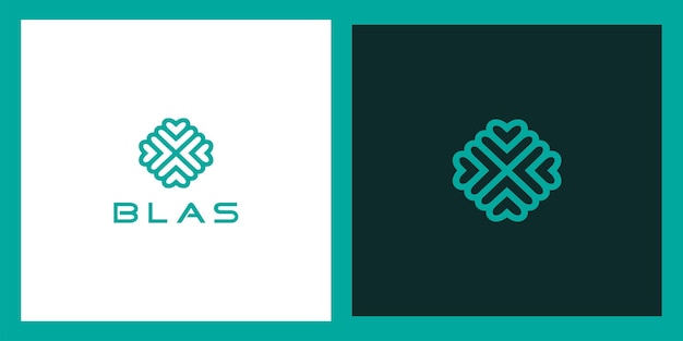 Letra B con diseño de logo de amor y flor.