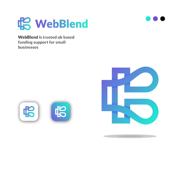 Vector letra b del diseño del logotipo de la tecnología webblend