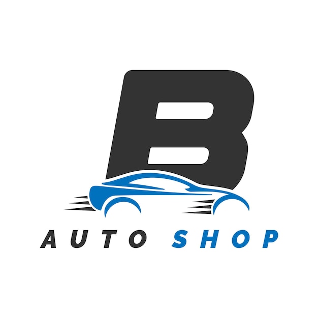 La letra B es el logotipo del mecánico de automóviles con el estilo del automóvil.