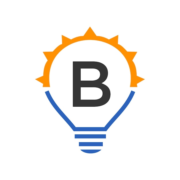 Letra B Logo eléctrico Letra B con plantilla de vector de bombilla Eco Energy Power Electricidad Think Idea Inspiration Energy Recycle Concept