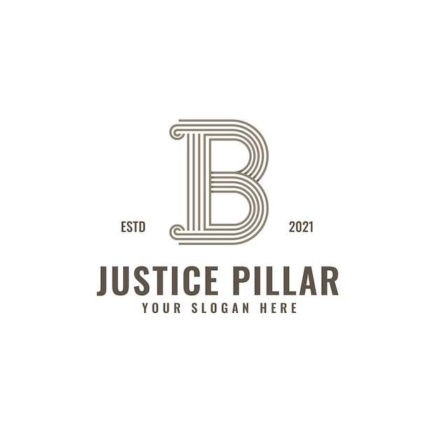 Letra B Logo Justicia y bufete de abogados Pilar Bold Professional Line Art