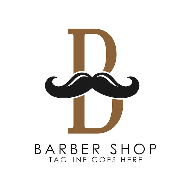 La letra B El logotipo del bigote El alfabeto B El icono de la barbería