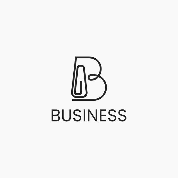 Letra B con logotipo de clips de papel Línea simple Logotipo de monograma B para el símbolo de la señal comercial