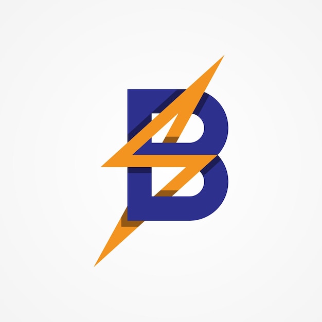 Letra B Logotipo eléctrico Letra B con combinación de relámpagos Tunder bolt plantilla de diseño de logotipo