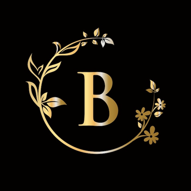 Letra B Logotipo de flor de belleza con concepto creativo para empresa negocio flor decorativa belleza spa plantilla de vector premium