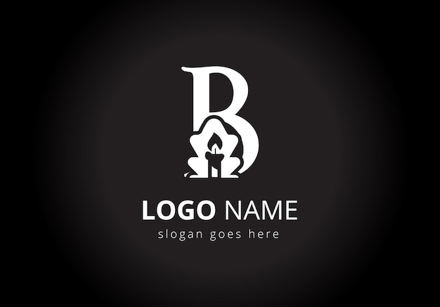 letra B monograma alfabeto con vela Logotipo Diseño Vector plantilla