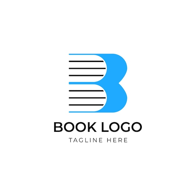 Letra b para plantilla de vector de icono de logotipo de libro sobre fondo blanco