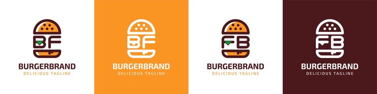 Vector letra bf y fb burger logo adecuado para cualquier negocio relacionado con hamburguesas con iniciales bf o fb