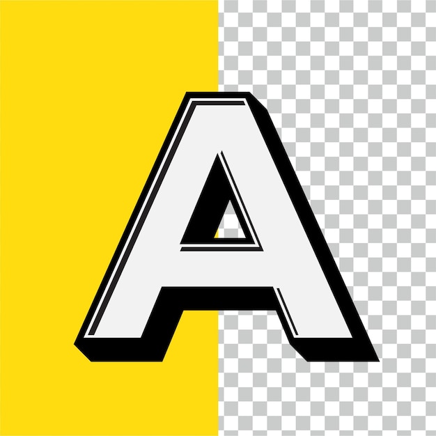Letra blanca de estilo retro Un icono con fondo amarillo editable