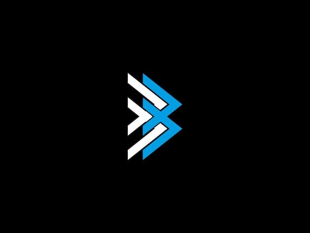 Una letra en blanco y negro un logo con una flecha azul