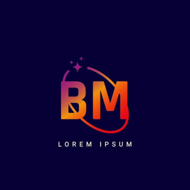 Letra BM MB con el logotipo de la galaxia y el logotipio de la estrella