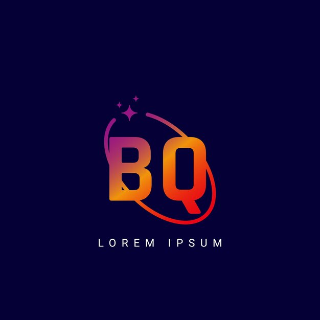 Letra BQ QB con el logotipo de la galaxia y el logotipio de la estrella