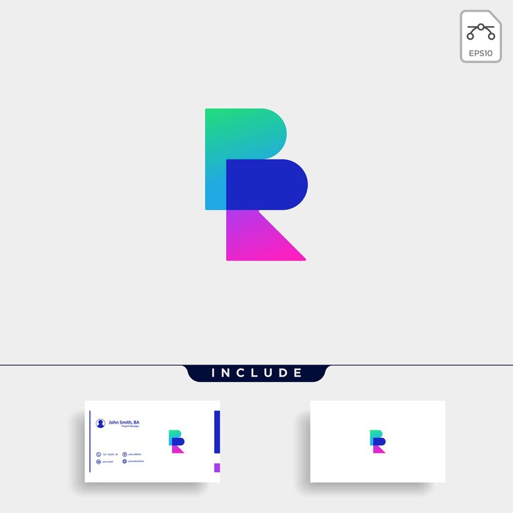 Vector letra br rb rb diseño de logotipo vector simple elegante con color degradado