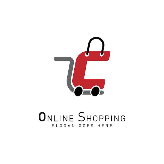Letra C carrito de compras Logo alfabeto C icono de tienda en línea