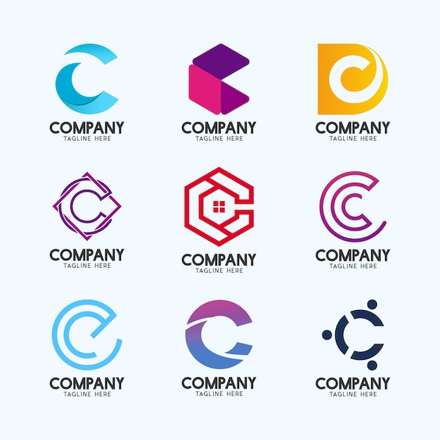 Letra c colección de logotipos abstractos modernos alfabeto logotipo geométrico para todo tipo de negocios