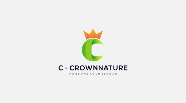 Letra c corona naturaleza vector logo plantilla de diseño