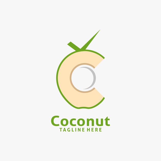 Letra C para diseño de logo de coco.