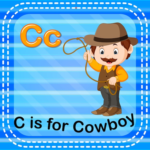 La letra c de la Flashcard es para cowboy