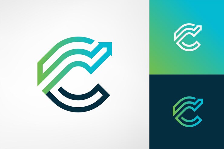 La letra C y la flecha hacia arriba combinadas en un logotipo sofisticado