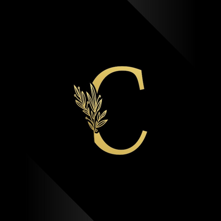 Vector letra c con hojas de flores ilustración vectorial para invitaciones de tarjetas de felicitación con logotipo de boda