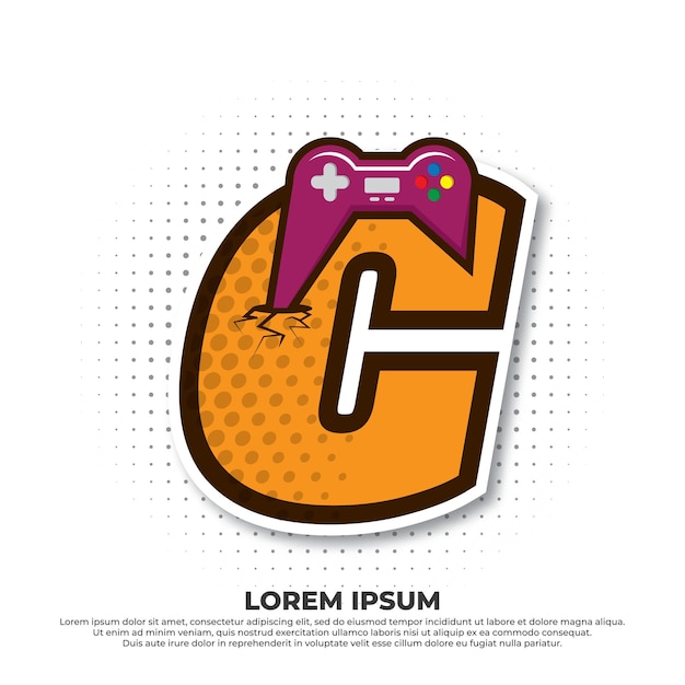 Letra C con icono de juego Gaming Console Esport Logo Designs con estilo pop