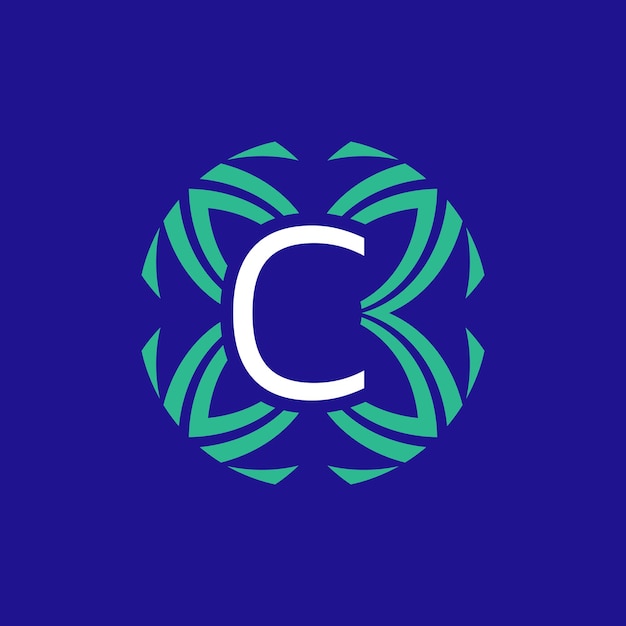 letra C inicial floral elegante emblema monograma logo