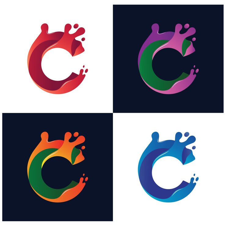 Vector letra c liquid colorful logo vector collection