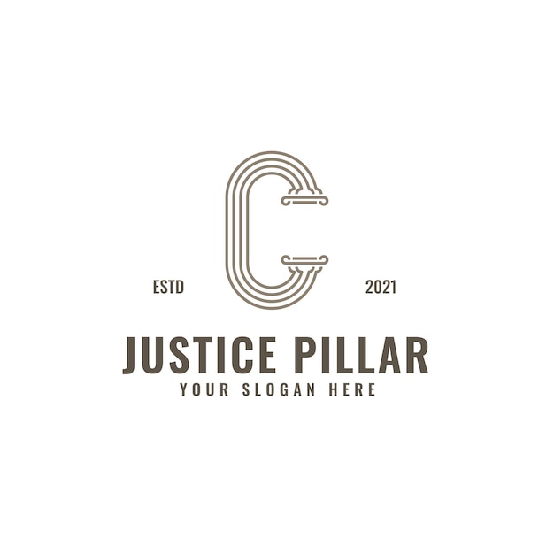 Letra c logo justicia y bufete de abogados pilar bold professional line art