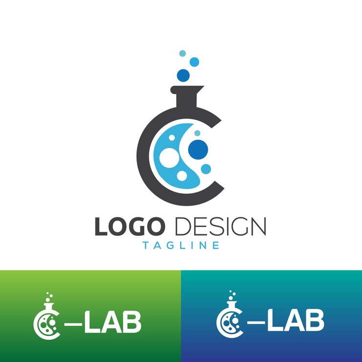 Vector letra c con logotipo de laboratorio abstracto diseño de logotipo c elemento de diseño de logotipo de laboratorio logotipos químicos de laboratorio