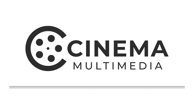 Letra c para el logotipo de la película de cine. diseño de logotipo de estudio de cine multimedia