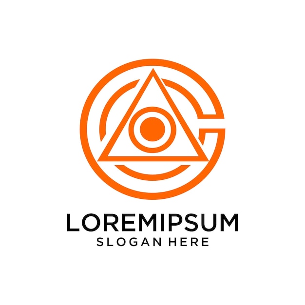 La letra C del logotipo La plantilla vectorial inicial del logotipo El triángulo del logotipo rápido de píxeles