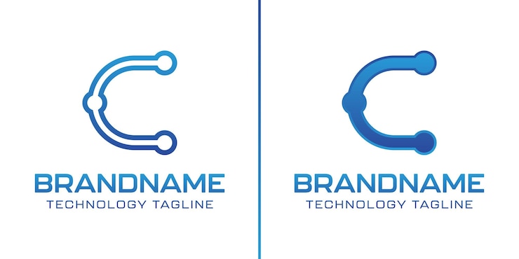 Vector la letra c del logotipo de tecnología simboliza el progreso, la innovación y la excelencia digital