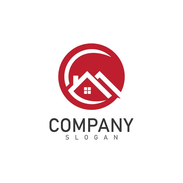 letra c plantilla de diseño de logotipo de bienes raíces vector de casa