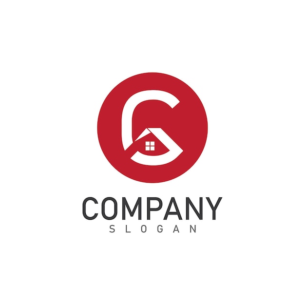 letra c plantilla de diseño de logotipo de bienes raíces vector de casa