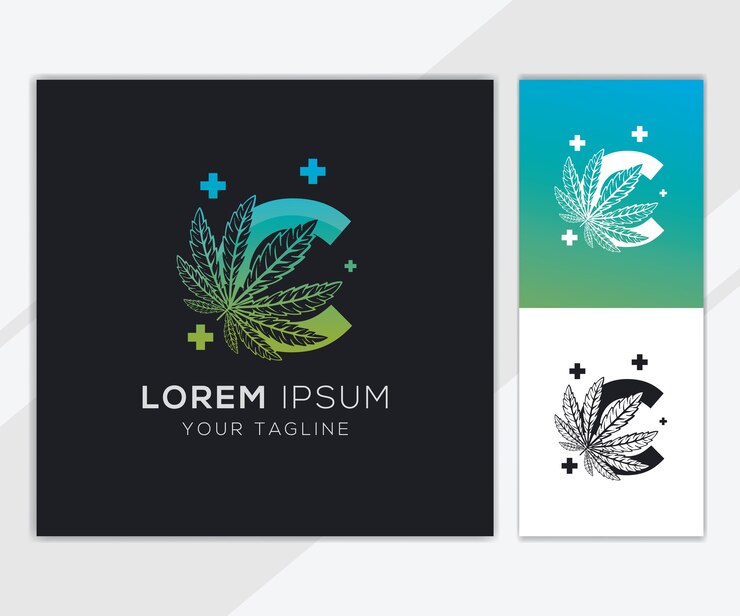 Vector letra c con plantilla de logotipo de cannabis abstracto