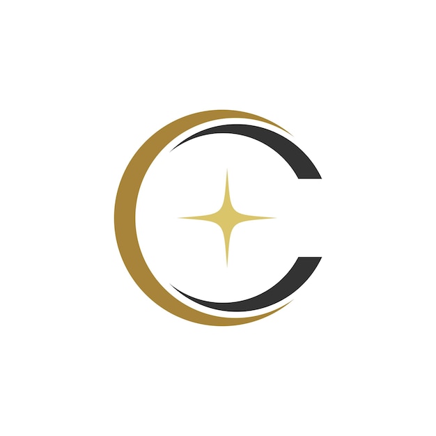 Letra C Swoosh Star Logo Plantilla Ilustración Diseño Vector EPS 10