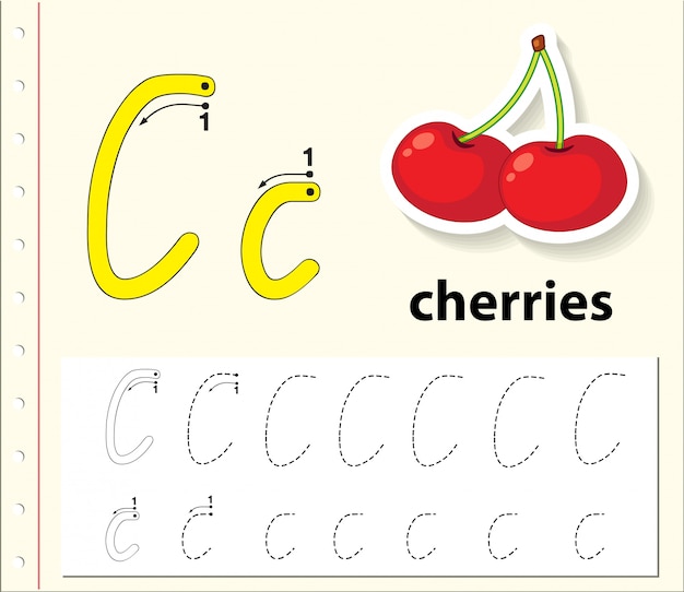 Letra c trazando las hojas del alfabeto