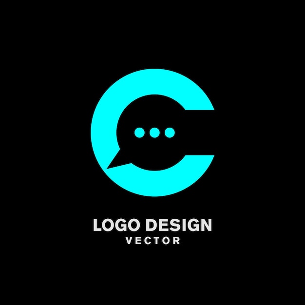 Letra c para vector de diseño de logotipo de chat