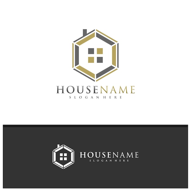 Letra C con vector de diseño de logotipo de House Ilustración de plantilla de conceptos de logotipo de Creative House
